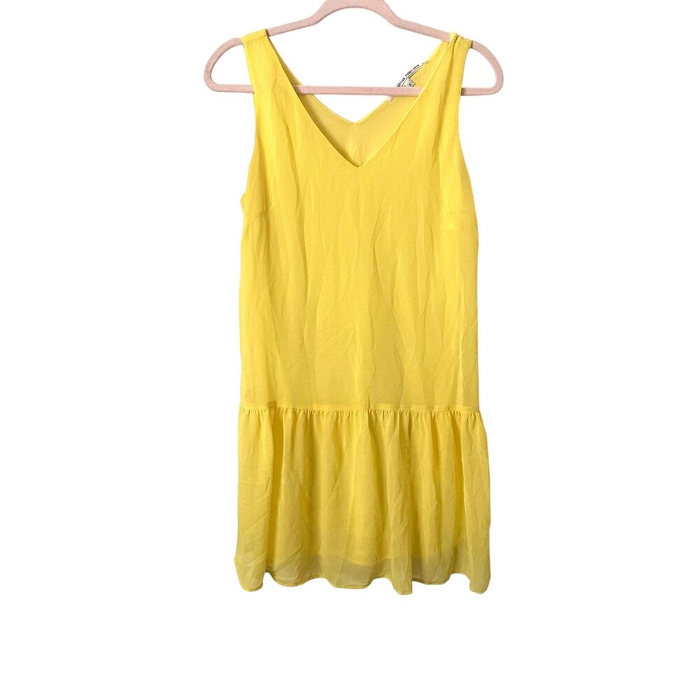 COLLECTIVE CONCEPTS Ruffled Neon Yellow Mini Dress Small‎ - Picture 2 of 5